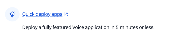Quick Deploy Apps section in the Twilio voice console