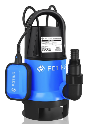 Submersible pump for baptistry filling